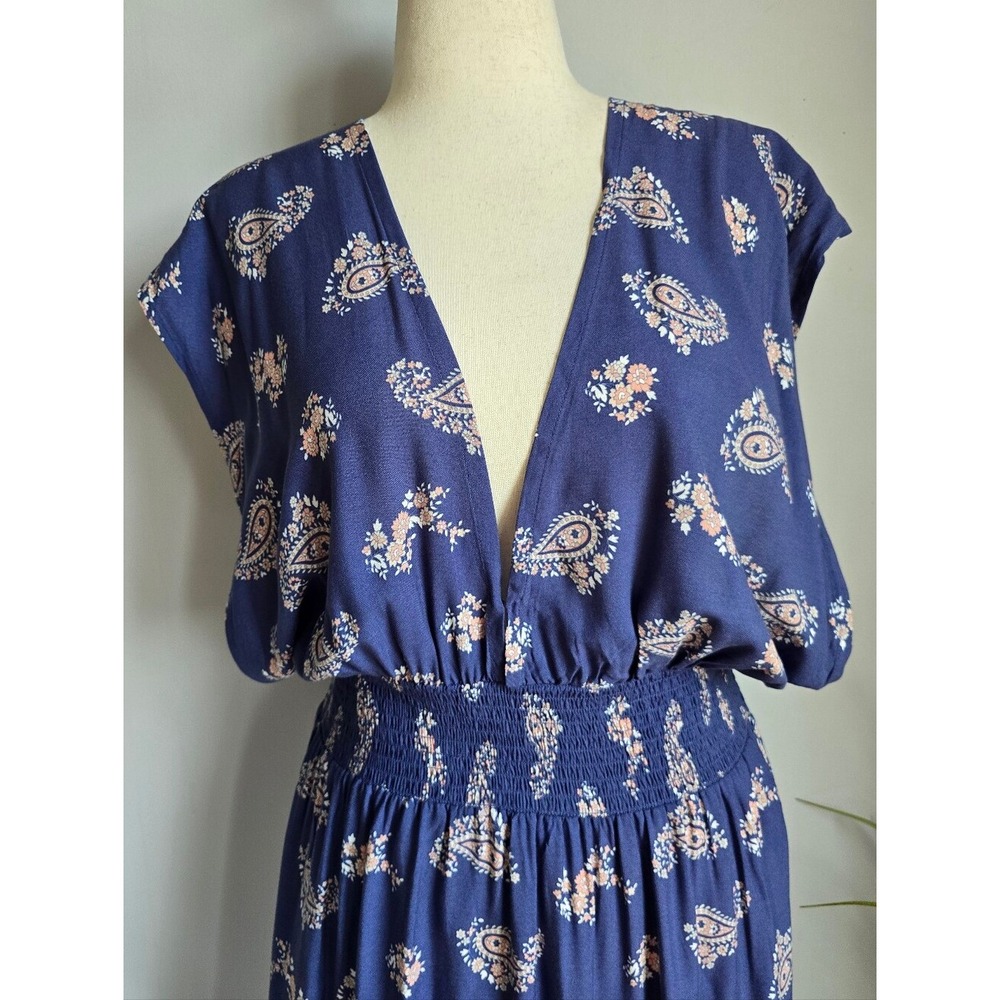 NATURAL LIFE Nadia Blue Paisley Floral Tie Back Halter Maxi Dress SZ XL Boho - Picture 5 of 8